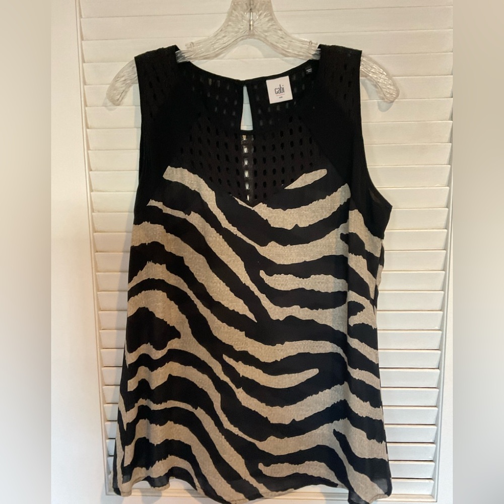 EUC CAbi top, Small, Black/Tan